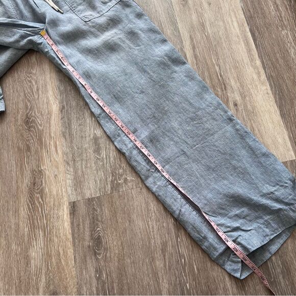 Athleta Cabo linen wide leg pants blue‎ women’s size 10 - Picture 4 of 10
